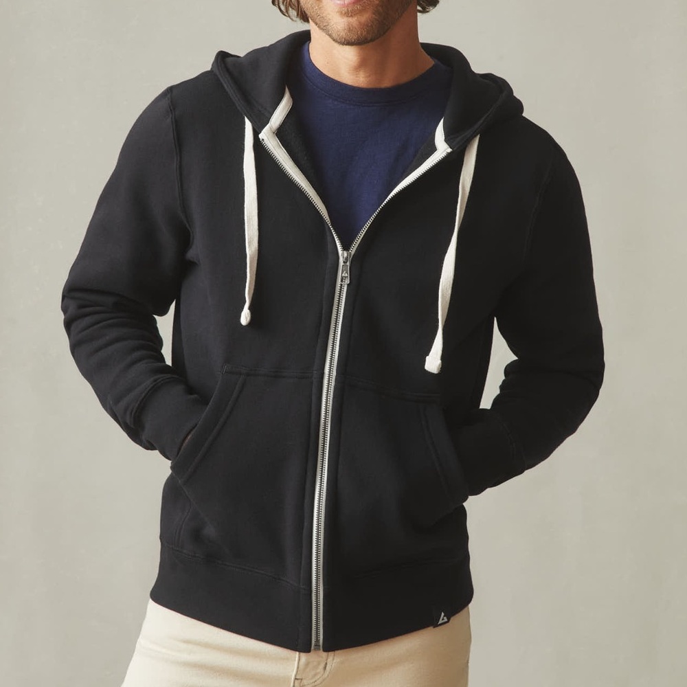 American Giant Men's Midweight Full Zip in Black, Size L